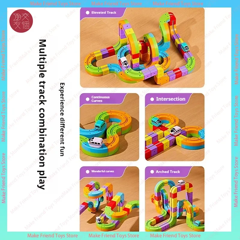 자석 나무 기차 세트 – 교육용 STEM 조립 마법 트랙 철도 장난감 어린이용 무원격 제어 선물 상자 유아용