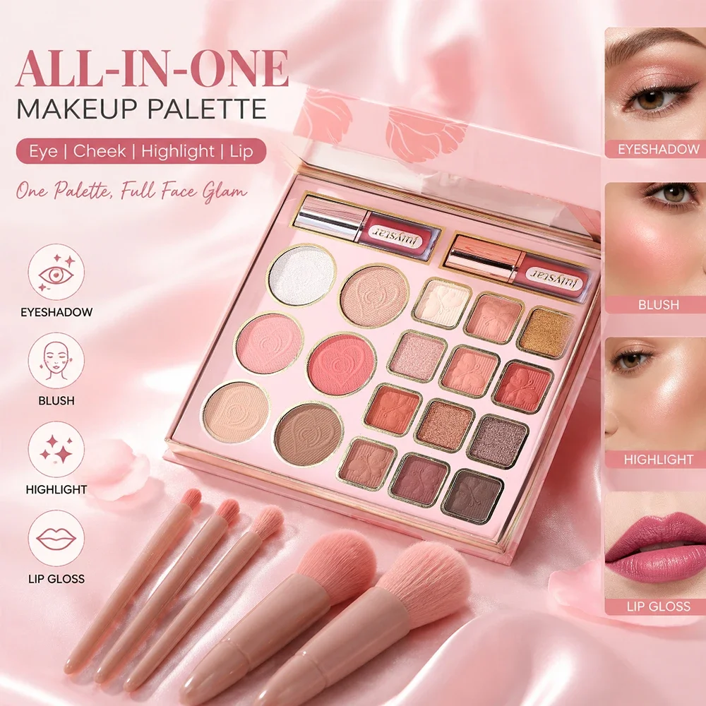 Fashion All‑In‑One Makeup Palette, Eyeshadow Blush Highlighter Lip Gloss Kit, Great Gift Choice for Makeup Lovers