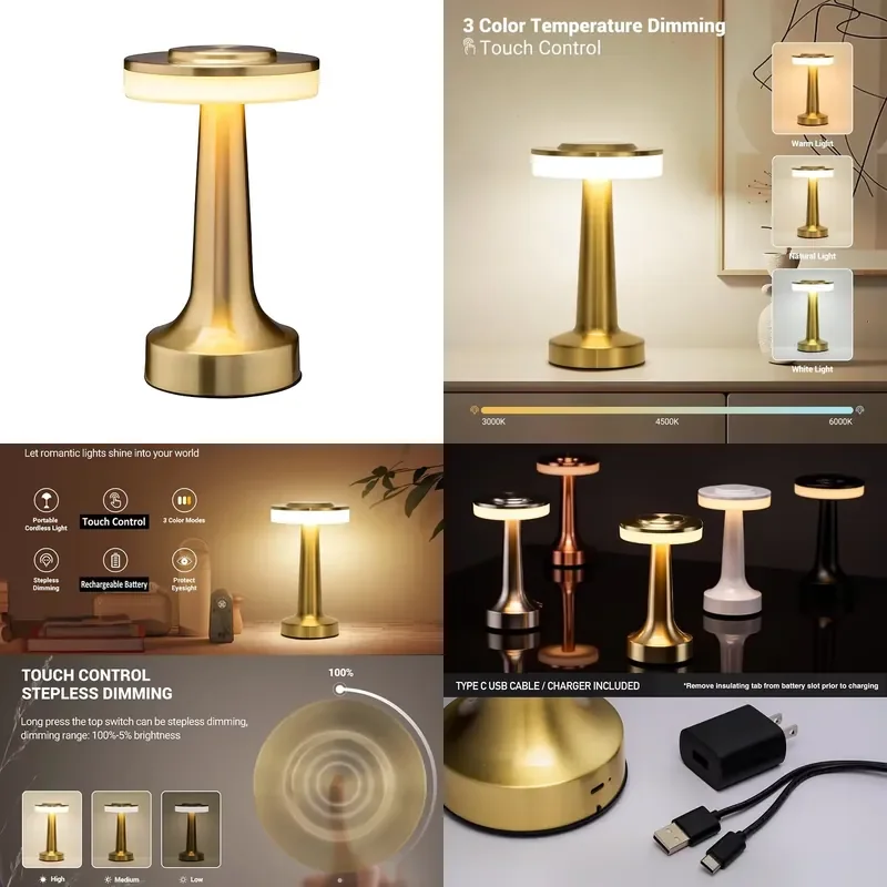 for Portable LED Desk Lamp Touch Sensor 3 Level Brightness USB Rechargeable Night Light Reading Book Light