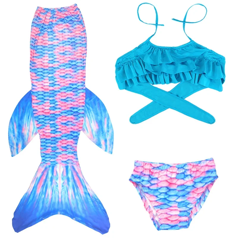 Costume da bagno per ragazze da 3-12 anni con coda di sirena, costume da bagno a squame di pesce, costume da bagno, spiaggia, piscina, festa, bambini, cosplay