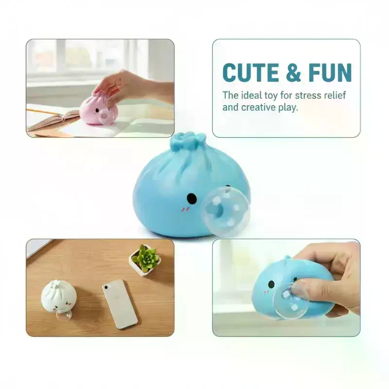 Cute Cartoon Steamed Bun Shaped Soft Bubble Finger Toy Mini Steamed Bun Toy