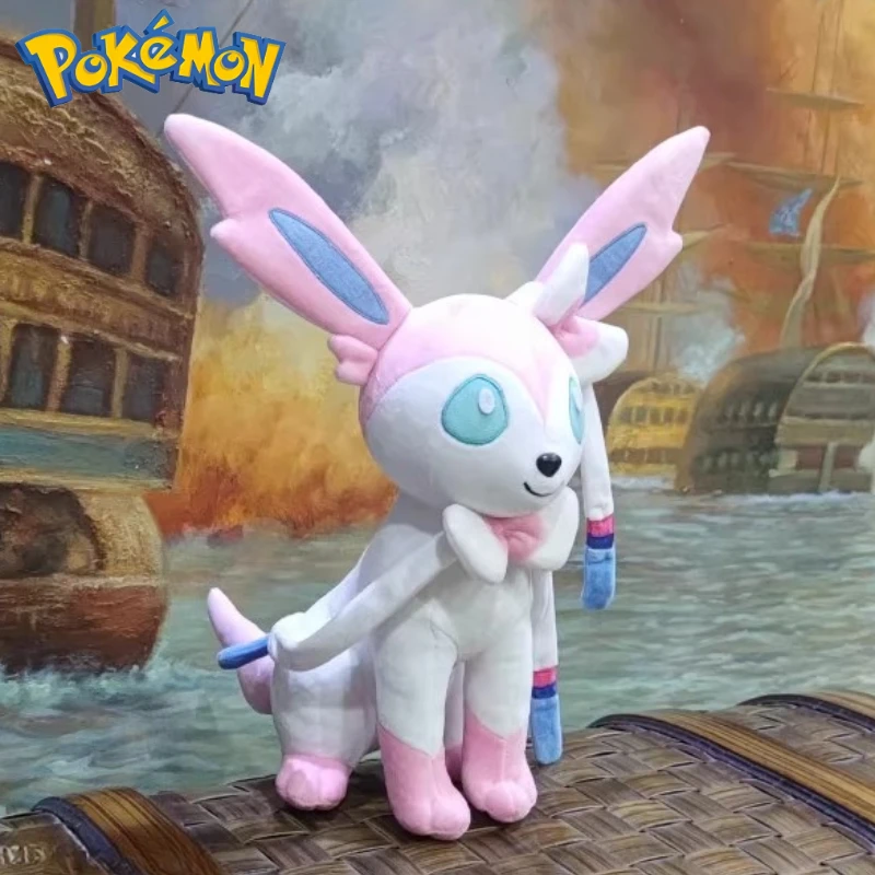 Peluche Pokemon Sylveon 55CM, dessin animé, ornement Kawaii, poupée douce et confortable, jouet pour enfants, cadeau
