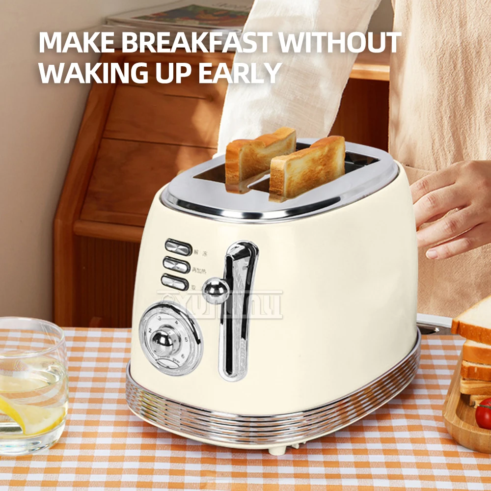 Household 2 Slices Bread Baking Machine Electric Toaster Stainless Steel Breakfast Machine Double-side Heating Sandwich Maker