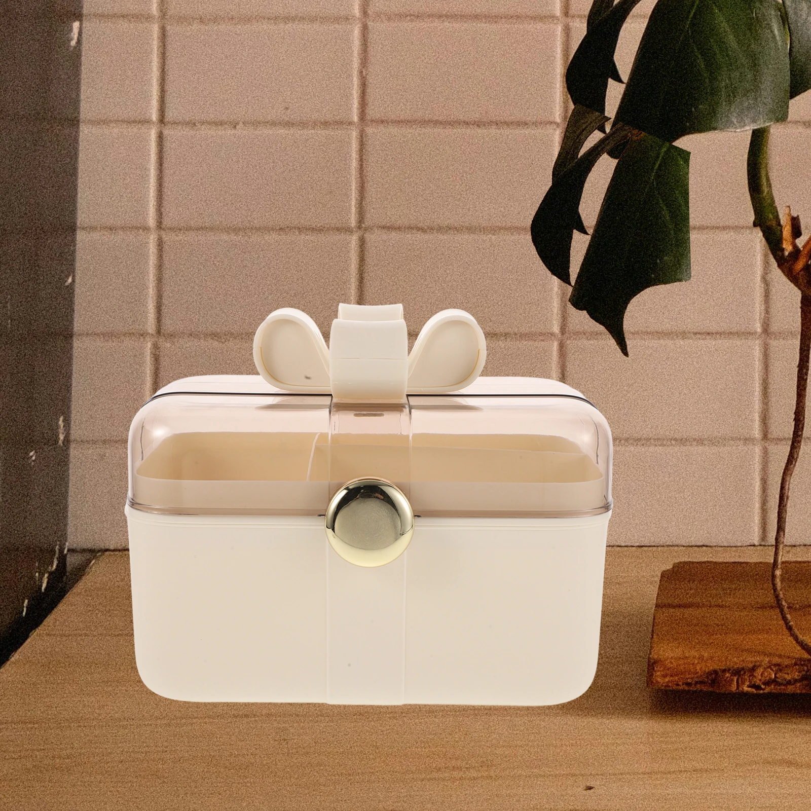 

Large Capacity Hair Accessories Storage Box Double Layer Organizer Portable Handle Lid Plastic Hair Accessory Organizer For