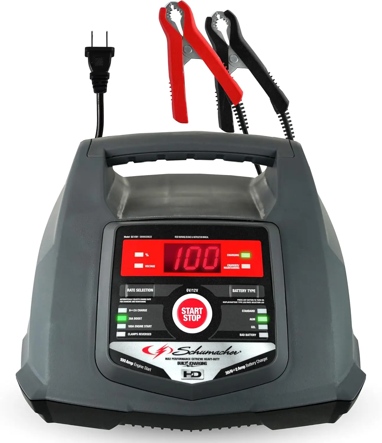 

6A Car Battery Charger with 100A Engine Starter, 5-in-1 Solution for 6V/12V Automotive, Marine & Power Sport Batteries