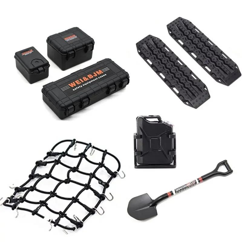BEDW-Universal 16PCS Simulated Decoration Suitcase Luggage Net Shovel For TRX4 SCX10 90046 1/10 RC Car Accessories Orange