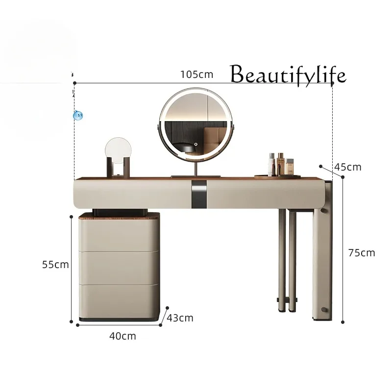 Q Italian minimalist dresser bedroom simple modern walnut solid wood makeup table high-end dresser chest cabinet integrated