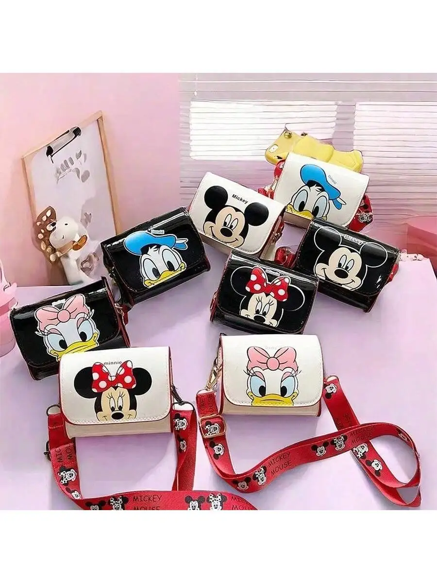 תיק מרובע של דיסני תיקי כתף אנימה קאוואי מסרנג תיק גב קרטון חמוד מיקי דונלד דאק תיקי אופנה