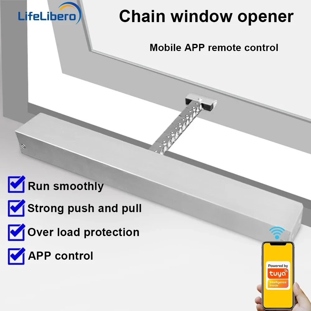 LifeLibero Tuya WiFi Smart Window Opener Electronic Sky Curtain Motor System 30cm Chain Works with Smart Life App Remote Alexa