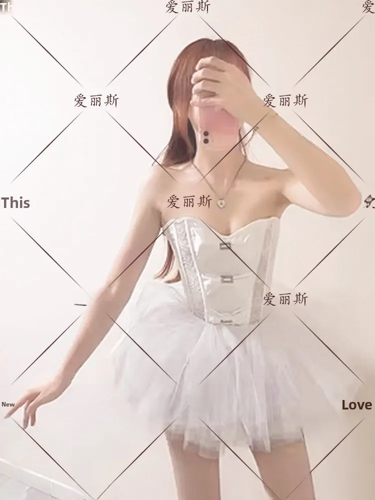 

30cm Lolita Puffy Skirt Netting f-length Super ort Sexy White Polyester Fiber High Elastici Mid-waist Gathered Skirt