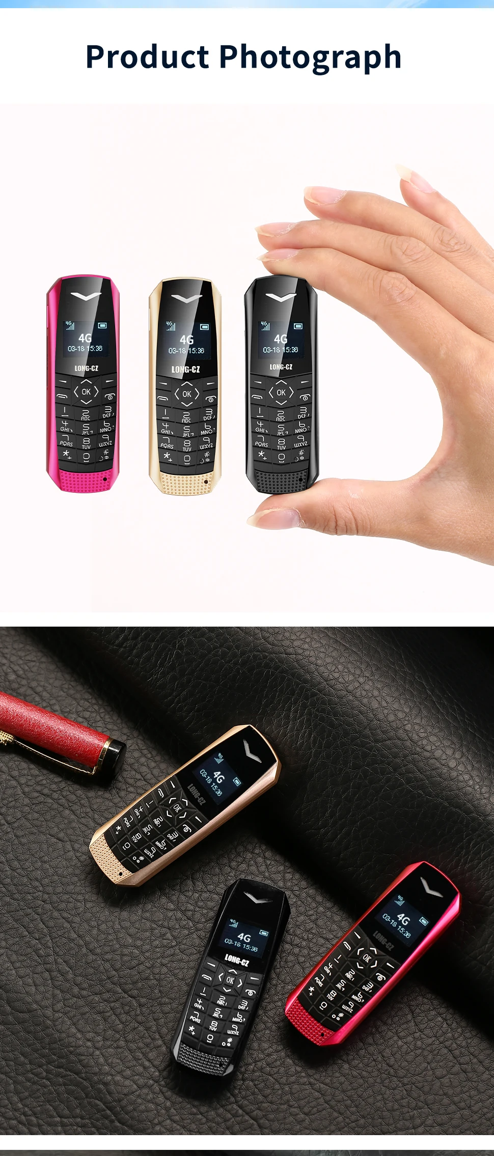 Super Mini Phone J60 4G Network Mobile Phone Wireless Bluetooth Keyboard Pocket Cellphone Alarm Clock SOS MP3 Player Recorder