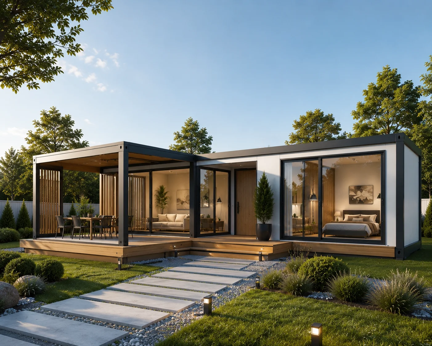 Off Grid Living Expandable Container House Bedroom Kitchen remote countryside cabin with solar power and self sufficient system