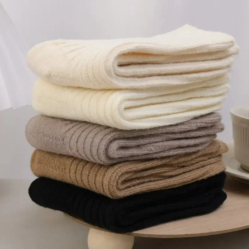 1/2Pairs Winter Cashmere Women's Socks for Warmth and Cold-proof Girl Solid Colors Stocking Indoor Home Floor Sox Autumn Hosiery image 5
