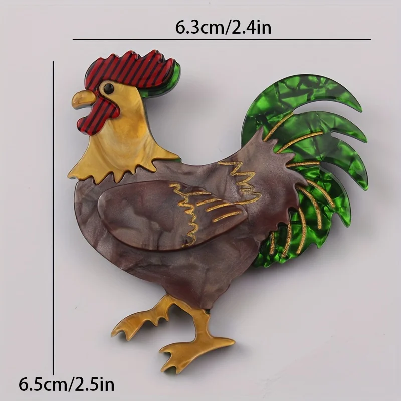 handmade fashion animal accessories acrylic cartoon rooster brooch clothing bag badge ﻿
