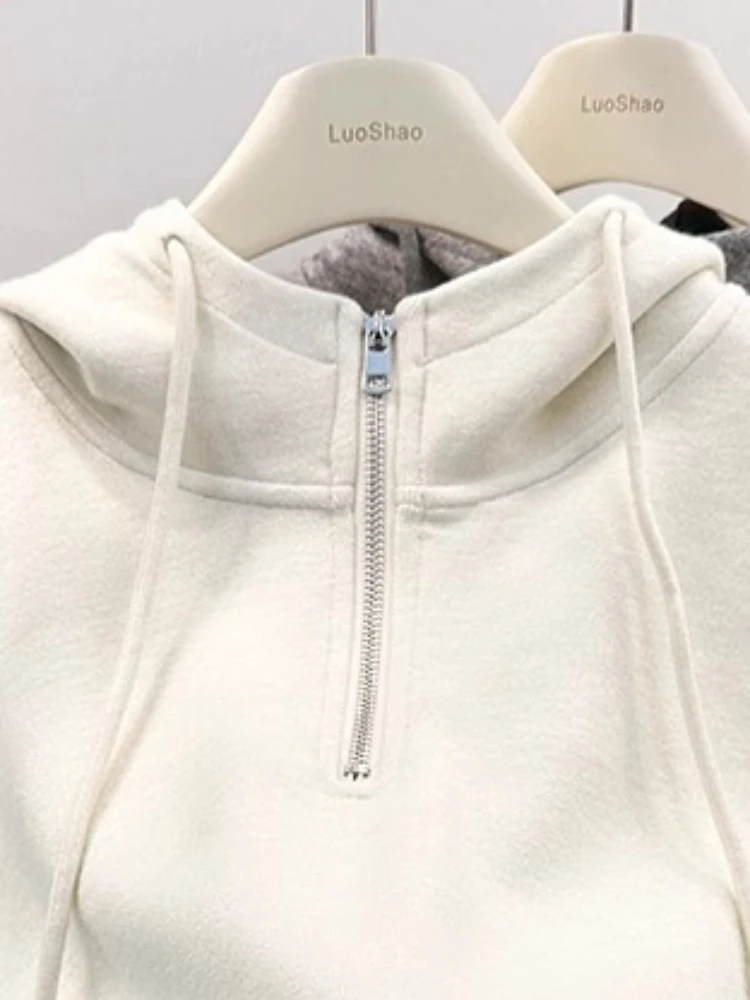 Sudaderas con capucha para mujer, jerséis Harakuju informales que combinan con todo, estilo coreano, Otoño Invierno, cremallera, cordón suave, ropa de calle, estudiantes de moda