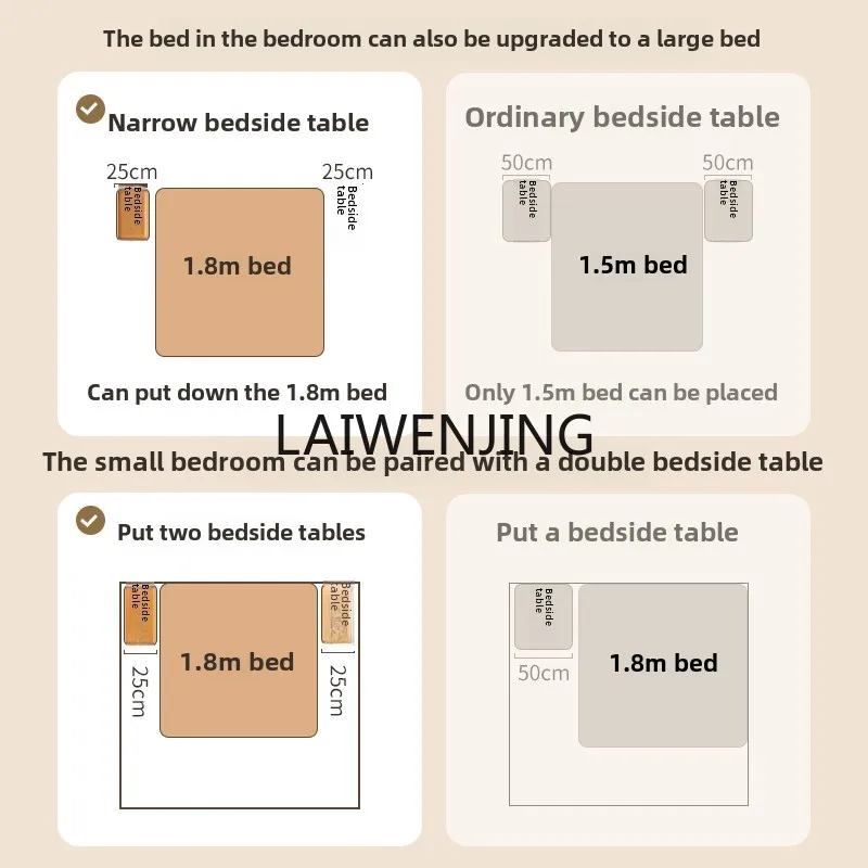 LYN solid wood bedside table mini small ultra-narrow 25cm 30cm narrow edge crevice rack