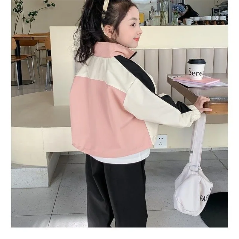 New Windbreaker Jackets Spring Autumn Fashion Girls Thin Zipper Coats Big Kids Clothes Children Casual Baseball Outerwear 2-10 Y