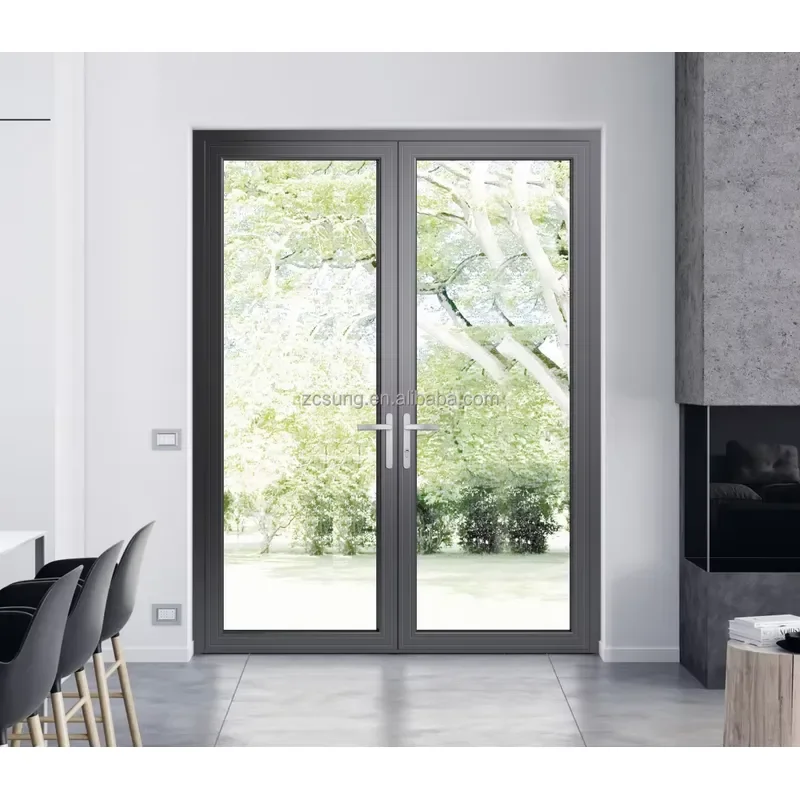 Manufacturer Custom Size Casement Entry Aluminium Doors with Tempered Glass Panel Soundproof Waterproof Design for Modern