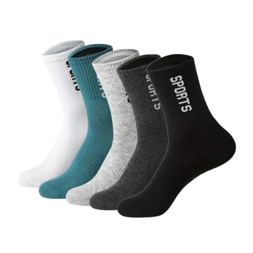 5 pairs of socks for men, paired with universal mid length socks, men's socks, sports socks, breathable, odor proof, and sweat a