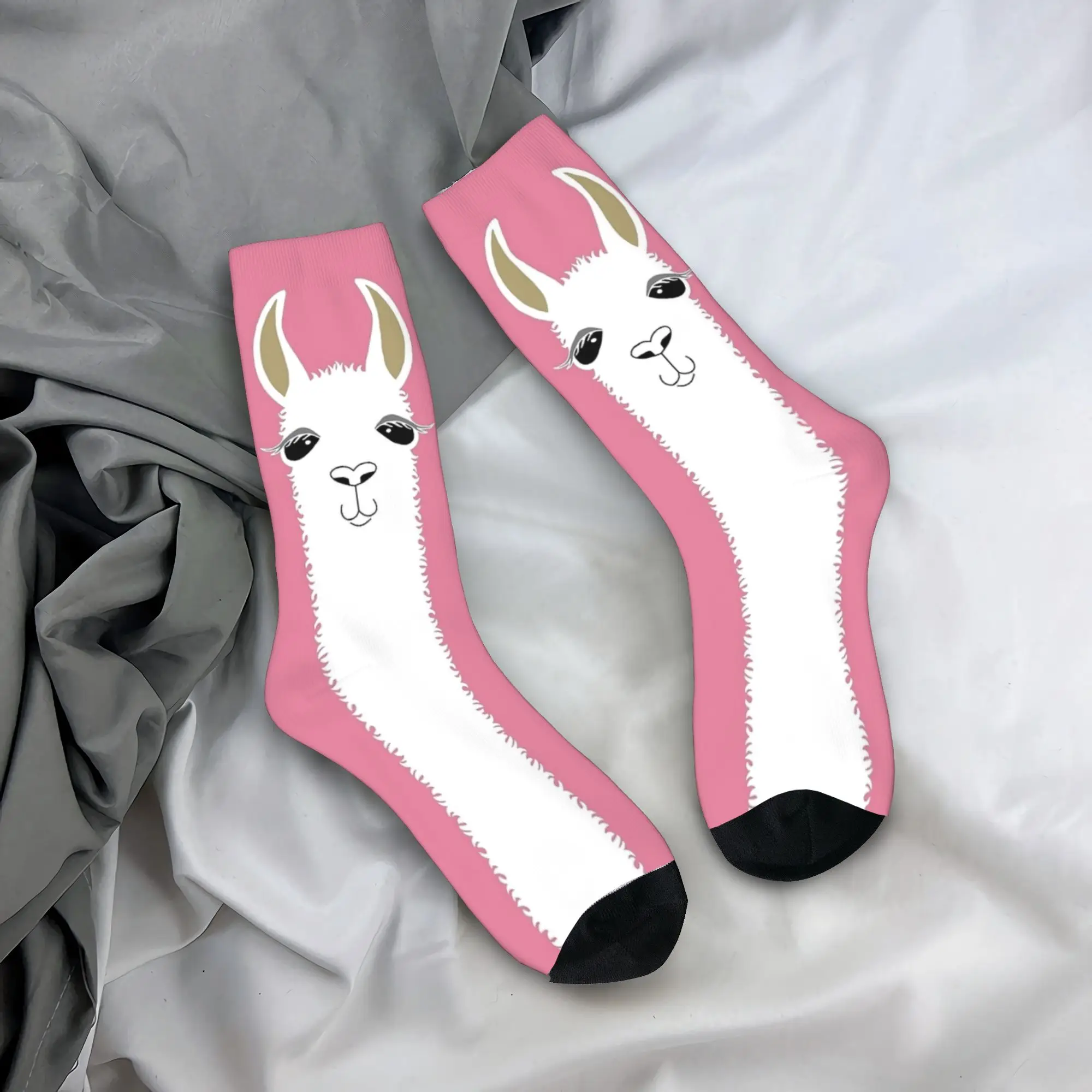 Women Men Socks LLAMA PORTRAIT  Stockings Anti Slip Breathable Socks Autumn Fashion Graphic Skateboard Socks