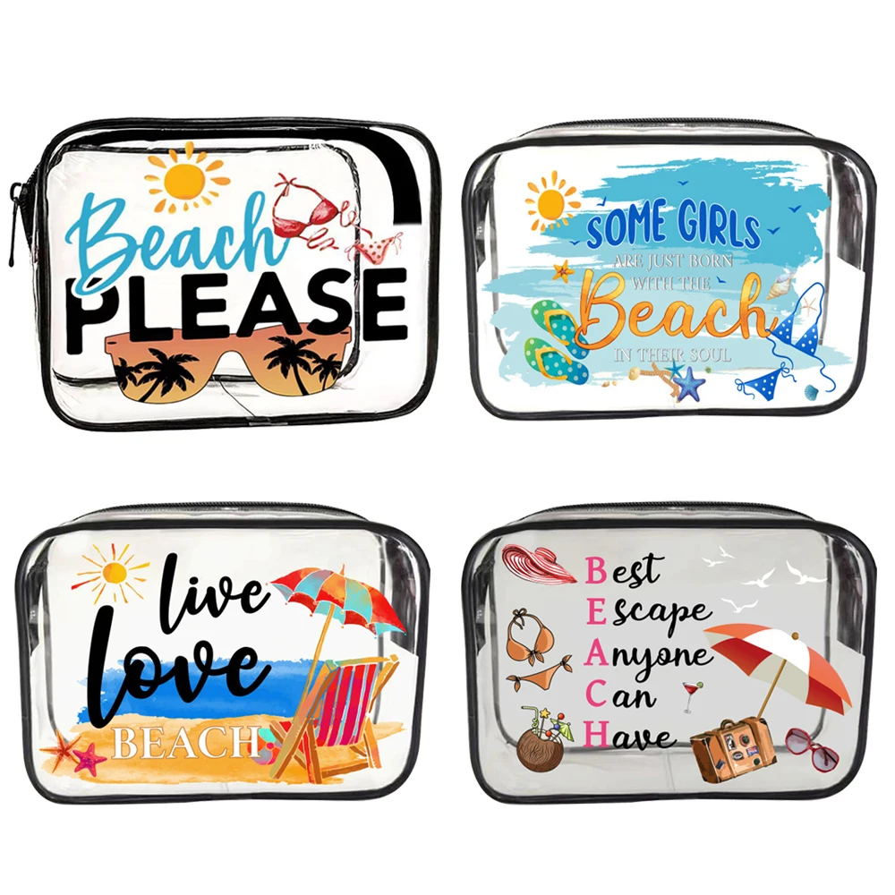 Transparent Beach Bag Transparent Wash Bag Pvc Transparent Large Capacity Makeup Bag, Travel Storage Bag