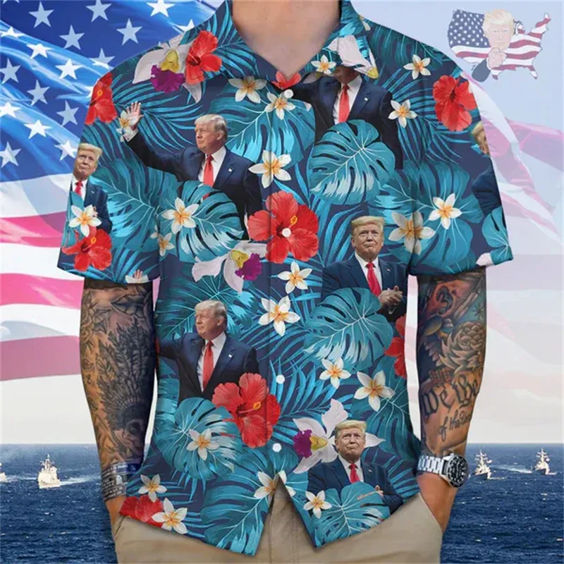 

Funny USA Donald Trump Custom 3D Printed America Flag Shirt For Men Clothes USA Presidential Election Graphic Short Sleeve Tops