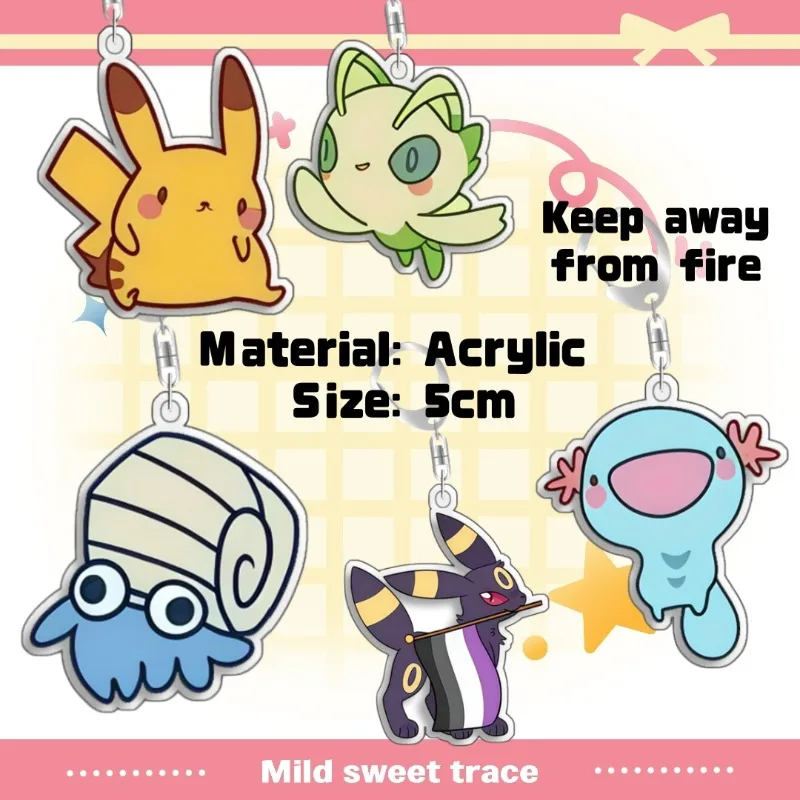 Llavero de Pokémon Juliana Florian Celebi de Acrílico, Hecho a Mano, de Dibujos Animados, Colgante para Mochila, Decoración, Colección, Regalo para Fans, 5cm
