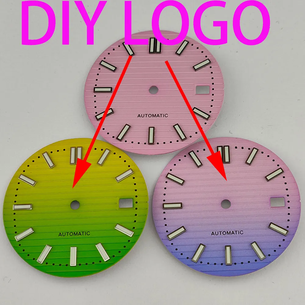 NH35 męska tarcza zegarka 30,5 mm pojedynczy kalendarz data akcesoria do zegarków pasują do zegarka sportowego NH35 tarcza gradientowa NH35