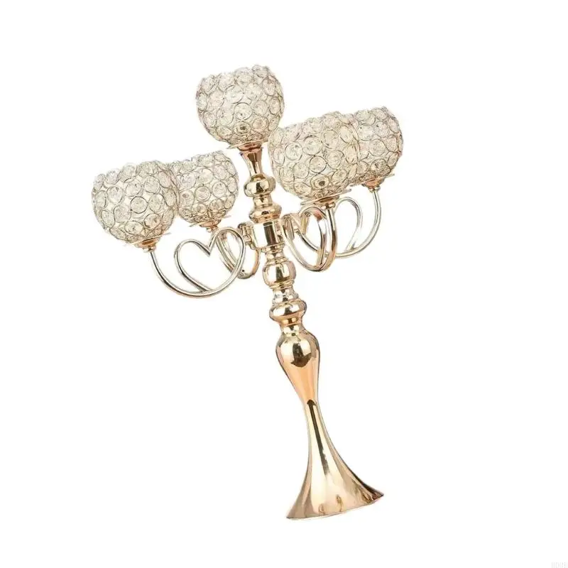 Eleganter 5-Kopf-Kerzenständer mit traditioneller Metallstruktur für den Esstisch, Feiern und Anlässe, auffällige Heimdekoration – Detail 9