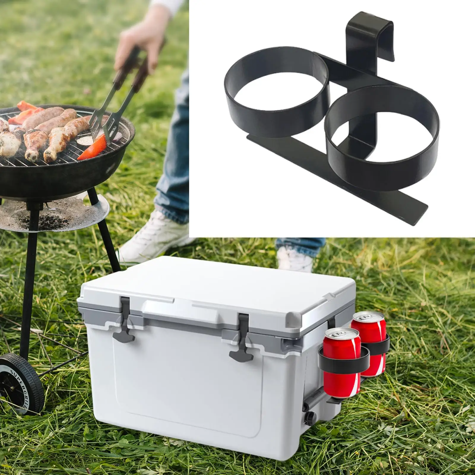 

Double Drink Holder Insulated Cup Holder Storage Rack Picnic Office Drink Shelf