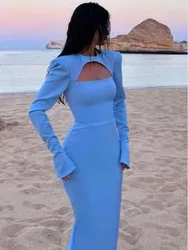Modern Arabia Mermaid Prom Dresses Long Sleeves Muslim Formal Evening Dresses Women Party Gowns Cocktail Dress