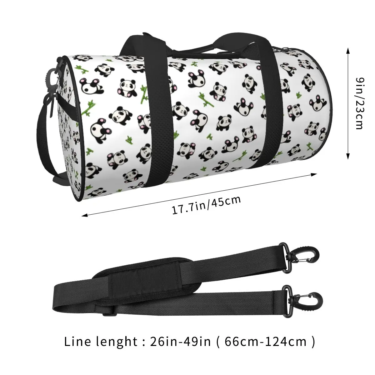 Gym Bag Panda Pattern Sports Bag Large Capacity Animal Cute Cartoon Men Women Weekend Handbag Retro Travel Training Fitness Bag