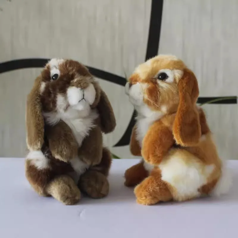 Simulated Animal Loppy Eared Rabbit Mini Bunny Wild Hare Nature Zoo Farm Holland Lop Model Plush Toy Stuffed Doll Boy Girl Gift