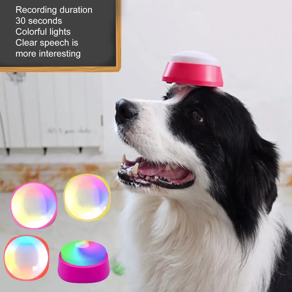 Pet Sound Box Record Playback Communicating Entertain Interactions Colorful Light Dog Speech Training Button For Home Talking