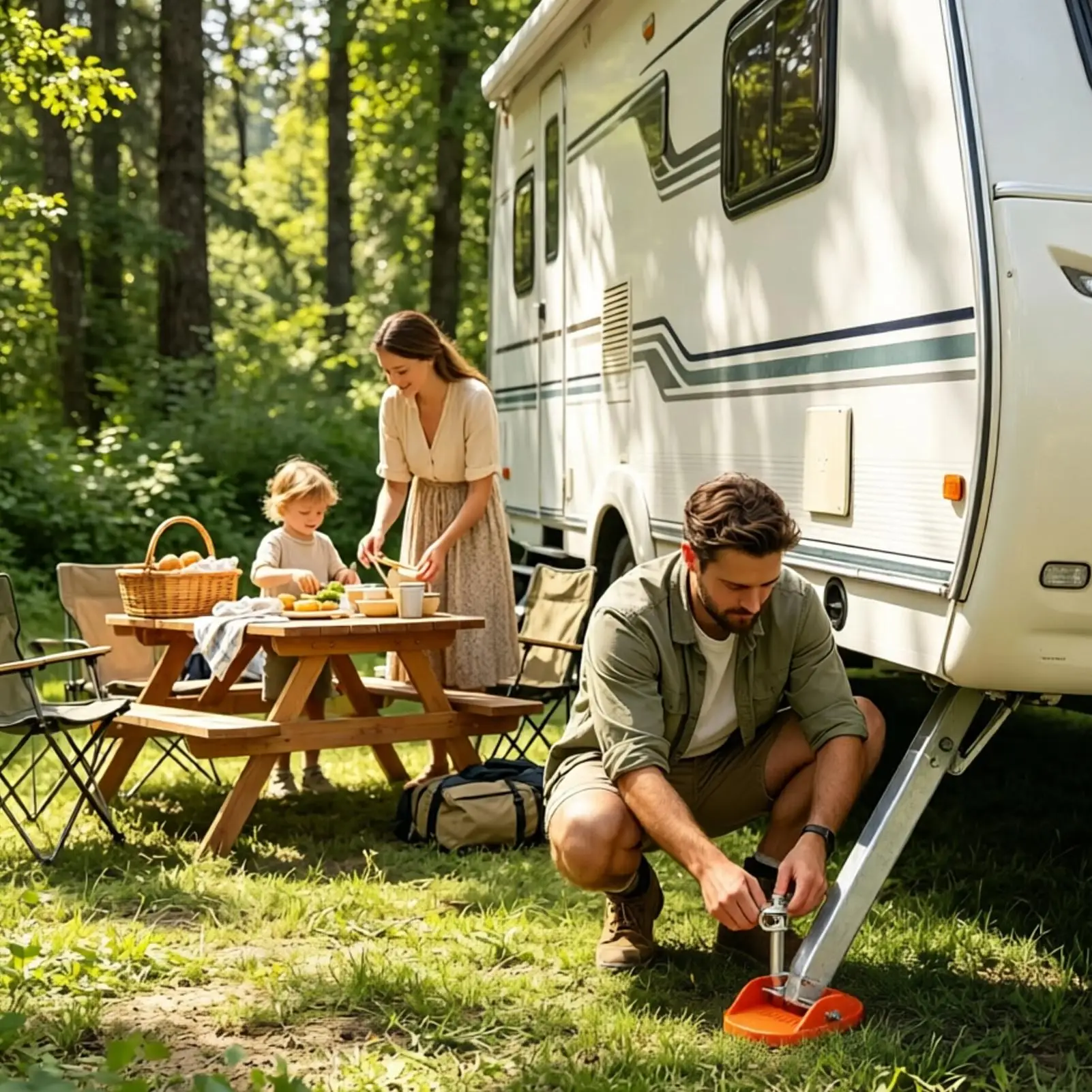 Camper Stabilizer Pads 4 Pieces Trailer Jack Foot Cushions With Locking Pin Trailer Stabilizer Leg Cushions For RV Camper