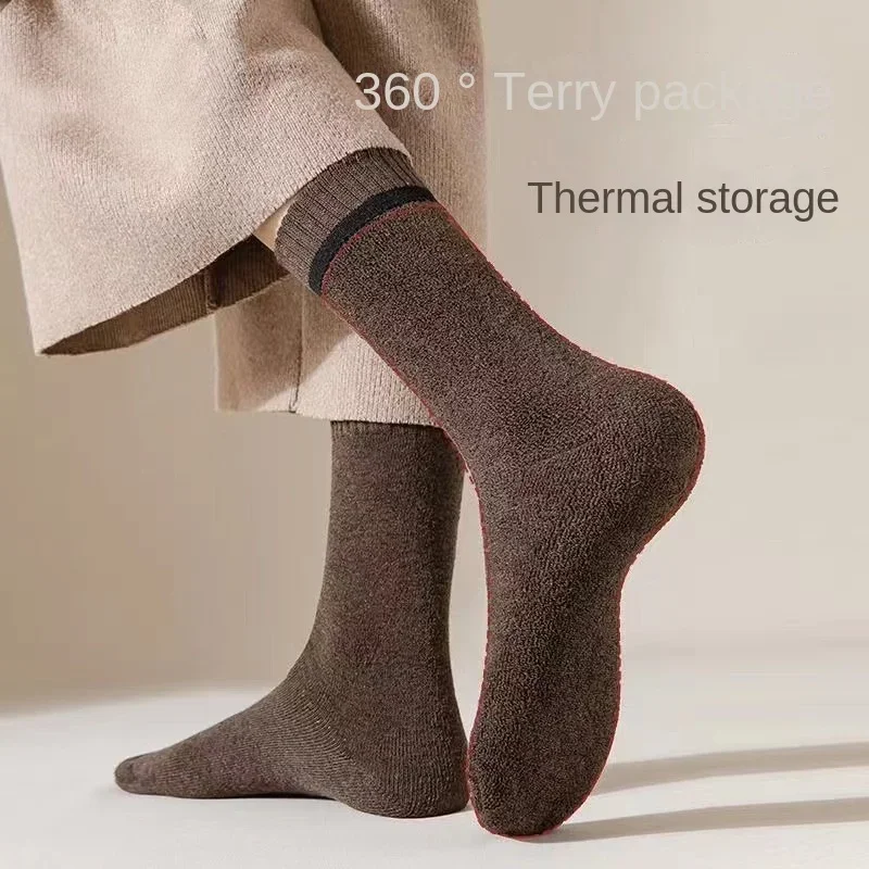 Winter Thicken Warm Men Knee Long Socks Wool Keep Warm Longer Stocking Compression Winter Terry Socks Cotton Cover Calf Sox Gift