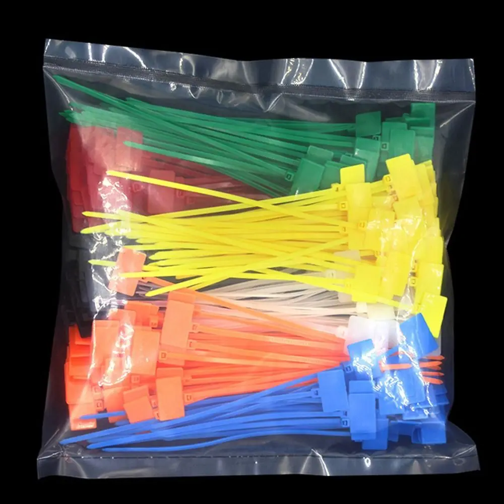 100pcs Plastic Loop Ties Markers Cable Easy Mark Nylon Cable Ties Tag Labels Tag Self-locking Zip Ties