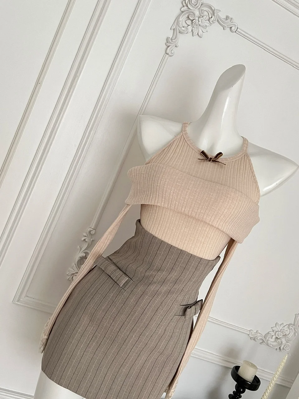 Gonna ort slim fit lavorata a maglia a vita alta Set Faion da donna Sweet Desire Lover Series T-shirt stagione invernale giapponese Sle
