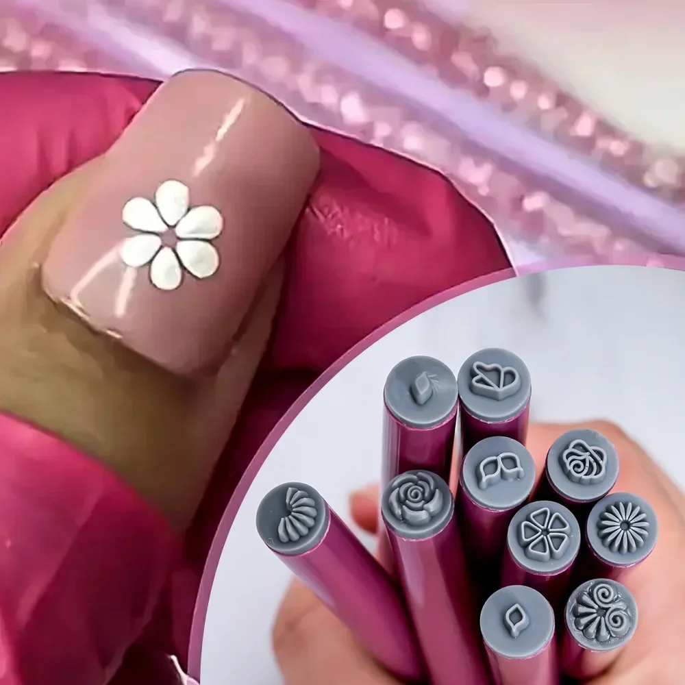 STYLEBON 4-10 Uds juego de bolígrafos para estampado de uñas fácil de estampar varias formas 9D Margarita/rosa/mariposa herramientas de estampado de uñas para uñas DIY