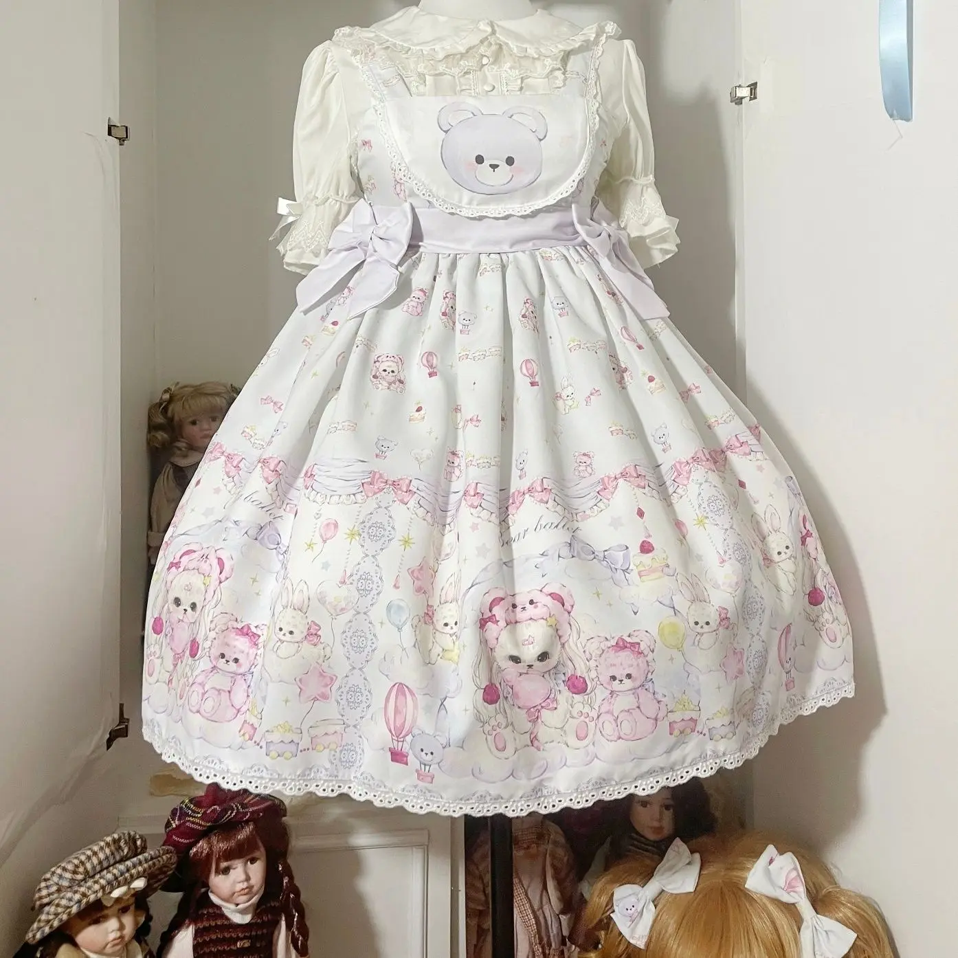 

Marshmallow spot lolita skirt original genuine cute lolita handle figure suspender dress lo skirt Loose