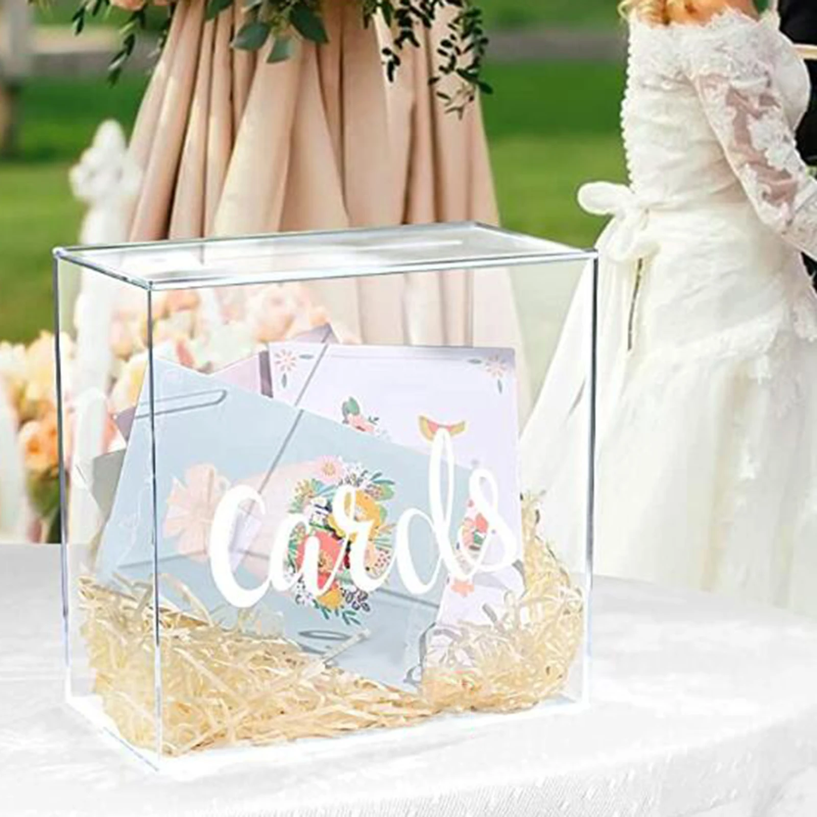 Large Acrylic Card Box DIY Large Envelope Gift Card Box Acrylic Wedding Money Box for Anniversary Shower Birthday Decorations