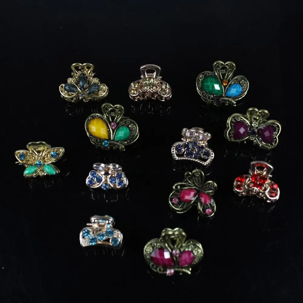 

Random Color Accessories Vintage Jewelry Butterfly Crown Mini Hair Clip Resin Hairpins Claw Barrette
