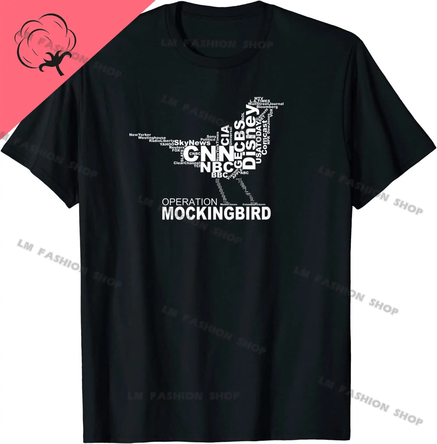 Operation Mockingbird CIA Conspiracy Graphic TShirts Men's Clothing Short Sleeve Tops Cotton Tees Women's Printed T-Shirt