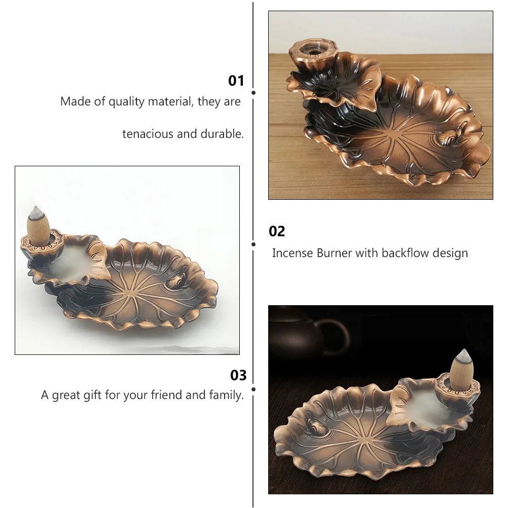 

1Pcs Alloy Backflow Incense Burner Lotus Leaf Classic Delicate Aroma Therapy Zen Decorations Tea Ceremony Home Decor Gift