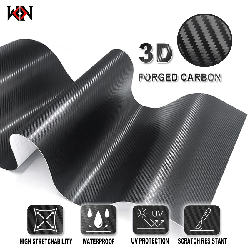 

Black Carbon Fiber Vinyl Car Wrap Film Wrapping Foil Air Release Channels Motorcycle Bike Styling
