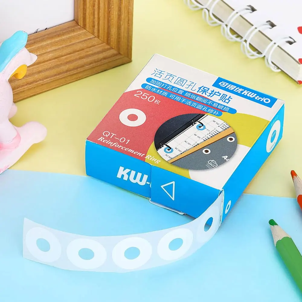 

250 шт. наклеек-прокладок для защиты отверстий в бумаге, самоклеящиеся ремонтные кольца, подходят для защиты и ремонта отверстий (белые)