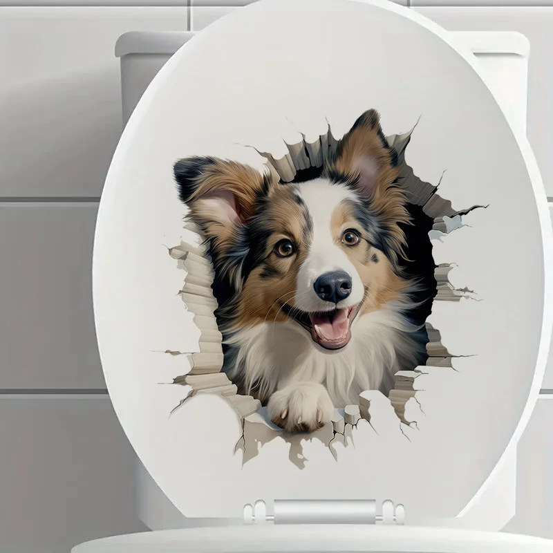 

90904# Shetland Sheepdog Toilet Stickers, Bright Wall for Home, Cabinet, Door,Decoration, Vinyl Car Decals, Outdoor Indoor Use