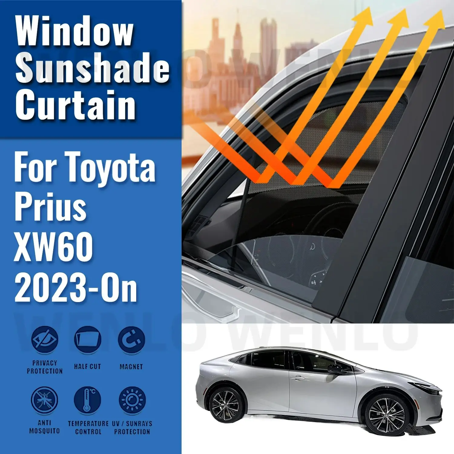 

For Toyota Prius XW60 2023 2024 Car Sun Visor Accessories Window Windshield Cover Sunshade Curtain Mesh Shade Blind Custom