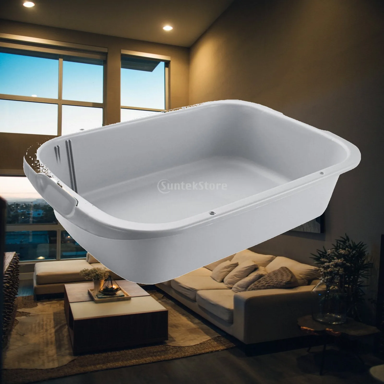 Open Top Cat Litter Tray High Sides Large PP Plastic Kitty Toilette Box for Indoor Cats Cage House