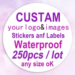 250pcs Custom stickers and company logo personalized labels,waterproof and design your own labels, birthday wedding stickers CP1